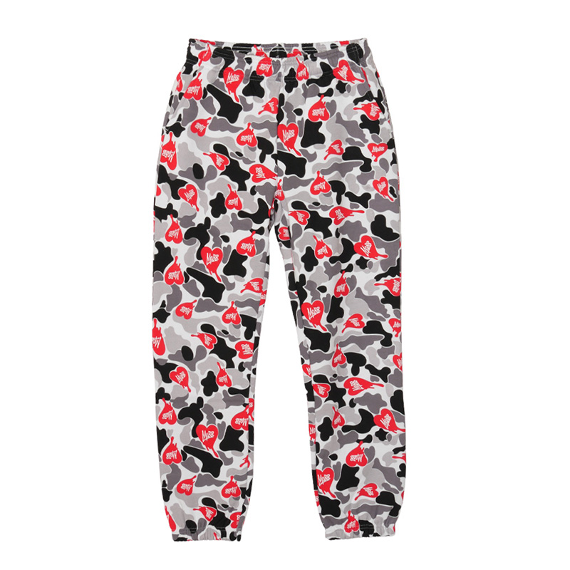 HEART DRIP CAMO PANTS -BLACK-