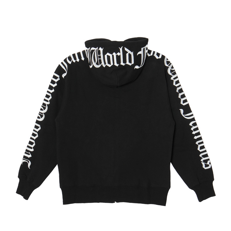 OLD LETTER ZIP HOODIE -BLACK-