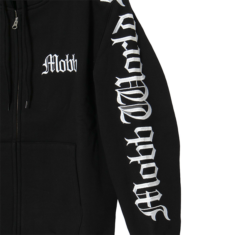 OLD LETTER ZIP HOODIE -BLACK-