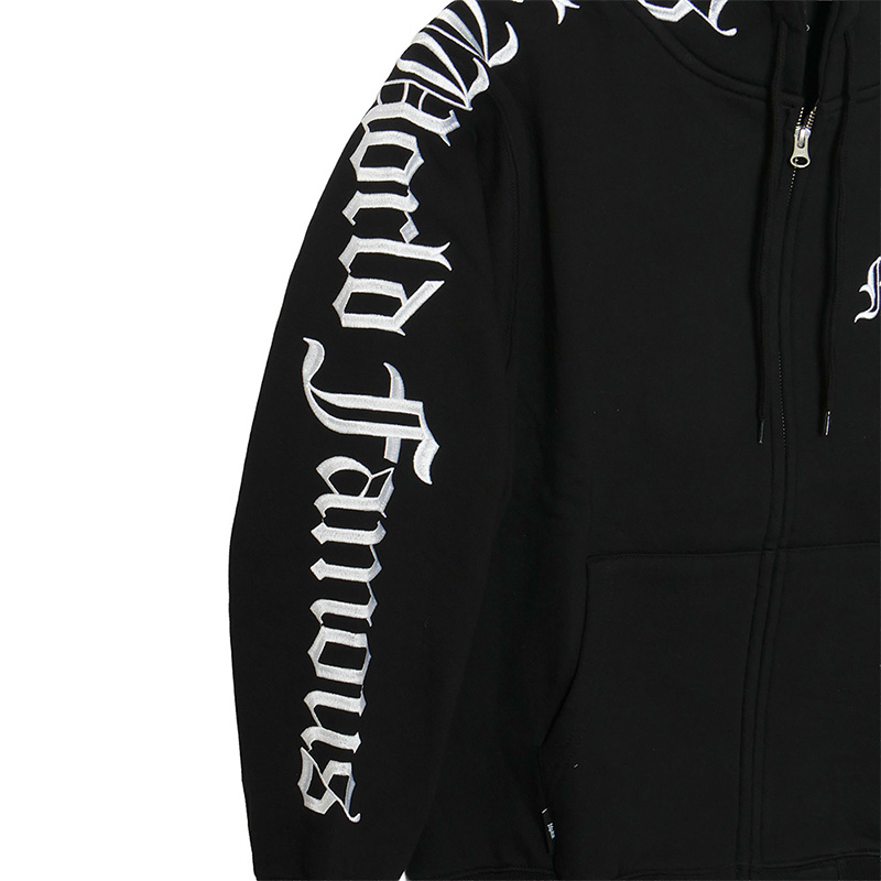 OLD LETTER ZIP HOODIE -BLACK-