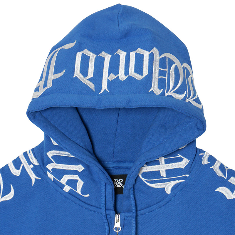 OLD LETTER ZIP HOODIE -BLUE-