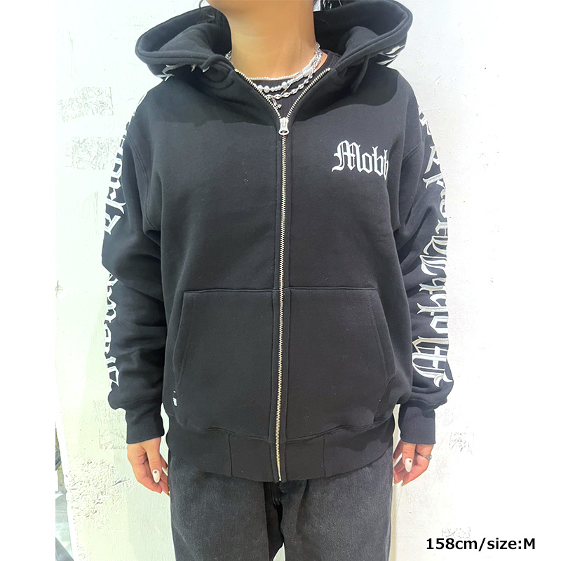 OLD LETTER ZIP HOODIE -BLUE-