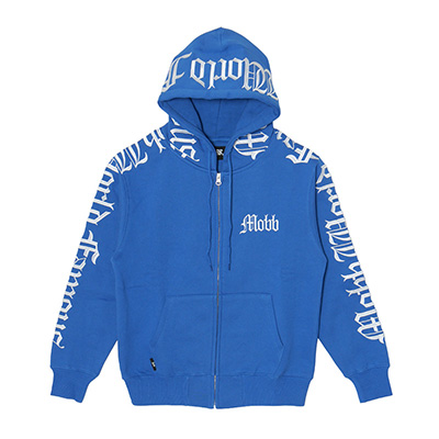 OLD LETTER ZIP HOODIE -BLUE-