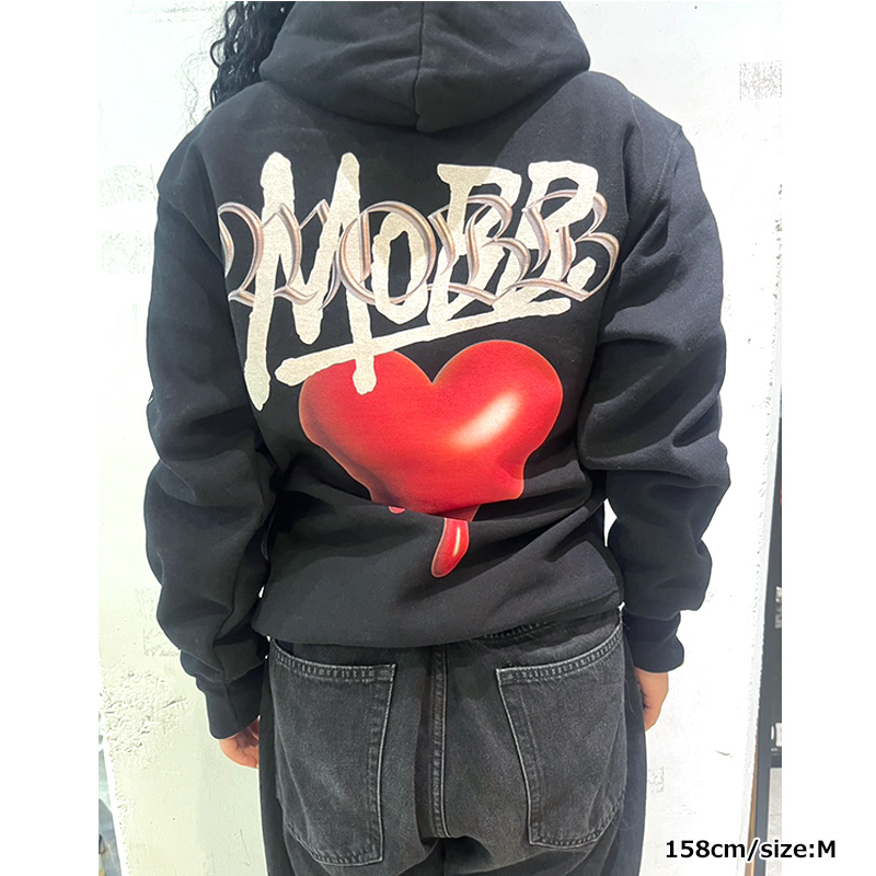 3D HEART DRIP HOODIE -BLACK-