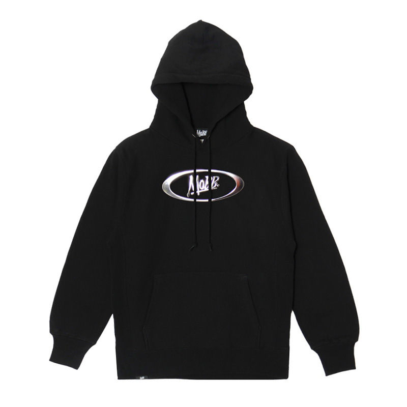 OVAL METALIC HOODIE -BLACK-