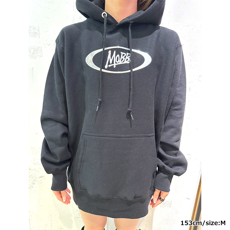 OVAL METALIC HOODIE -BLACK-