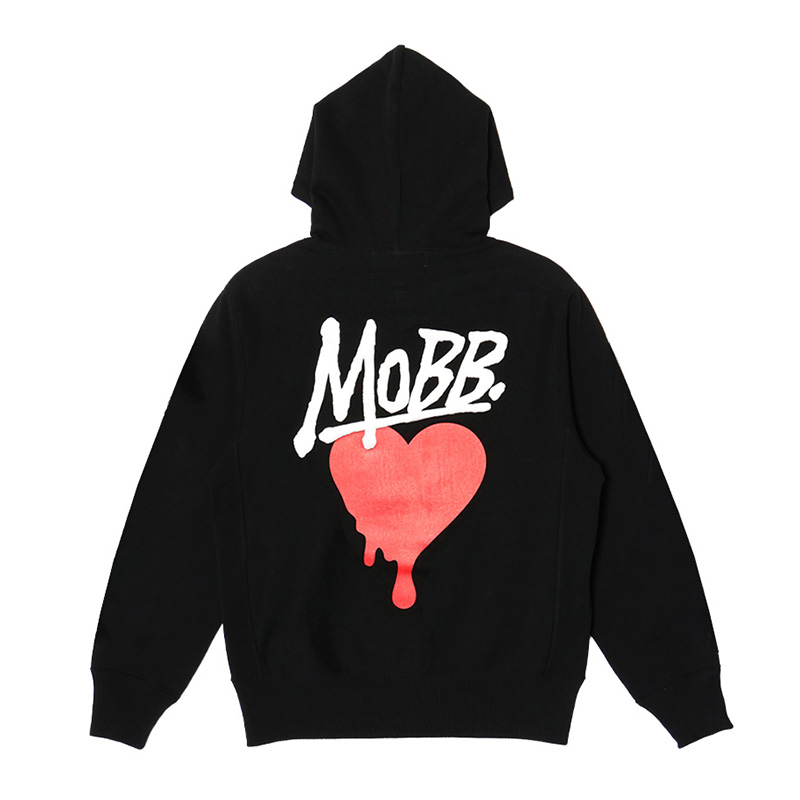 HEART DRIP ZIP HOODIE HOODIE -BLACK-