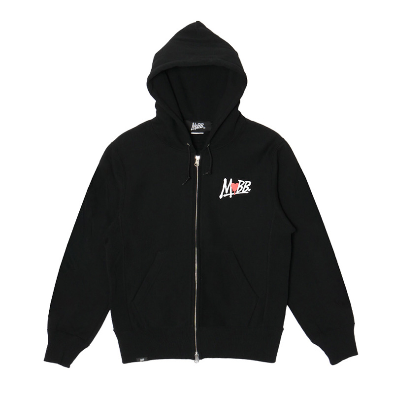 HEART DRIP ZIP HOODIE HOODIE -BLACK-