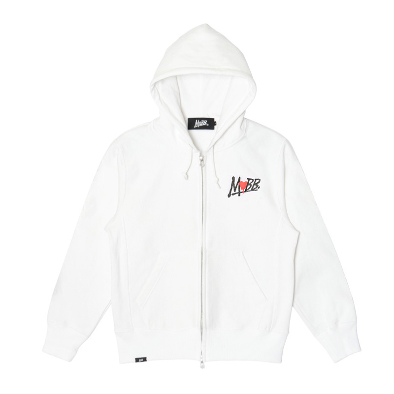HEART DRIP ZIP HOODIE HOODIE -WHITE-