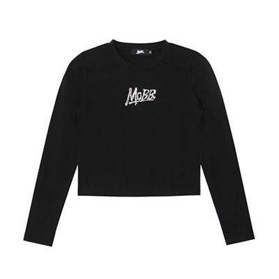 OG RHINESTONE L/S T-SHIRT -BLACK- (LADIES)