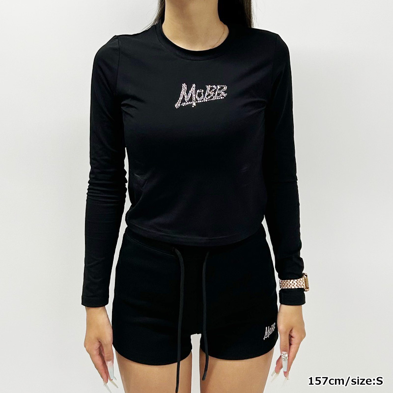 OG RHINESTONE L/S T-SHIRT -GREY-(WOMEN)