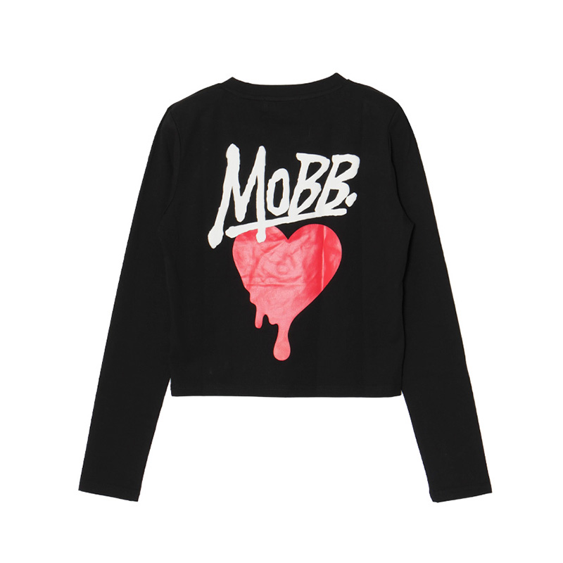 HEART DRIP L/S T-SHIRT -BLACK- (WOMEN)