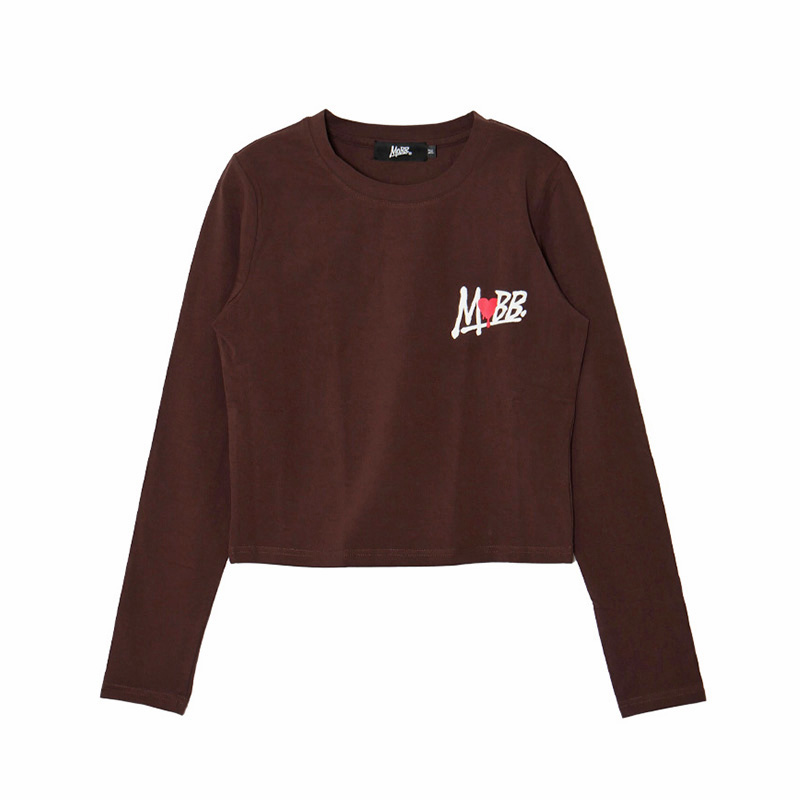 HEART DRIP L/S T-SHIRT -BROWN-(WOMEN)