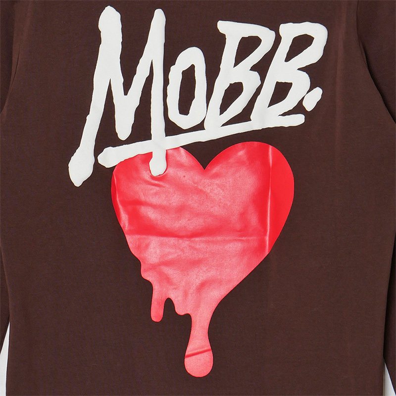 HEART DRIP L/S T-SHIRT -BROWN-(WOMEN)