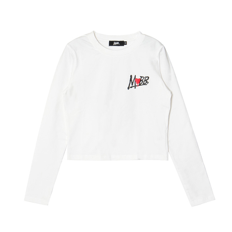 HEART DRIP L/S T-SHIRT -WHITE- (WOMEN)