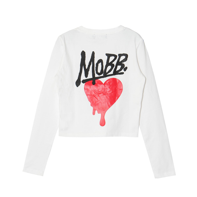 HEART DRIP L/S T-SHIRT -WHITE- (WOMEN)
