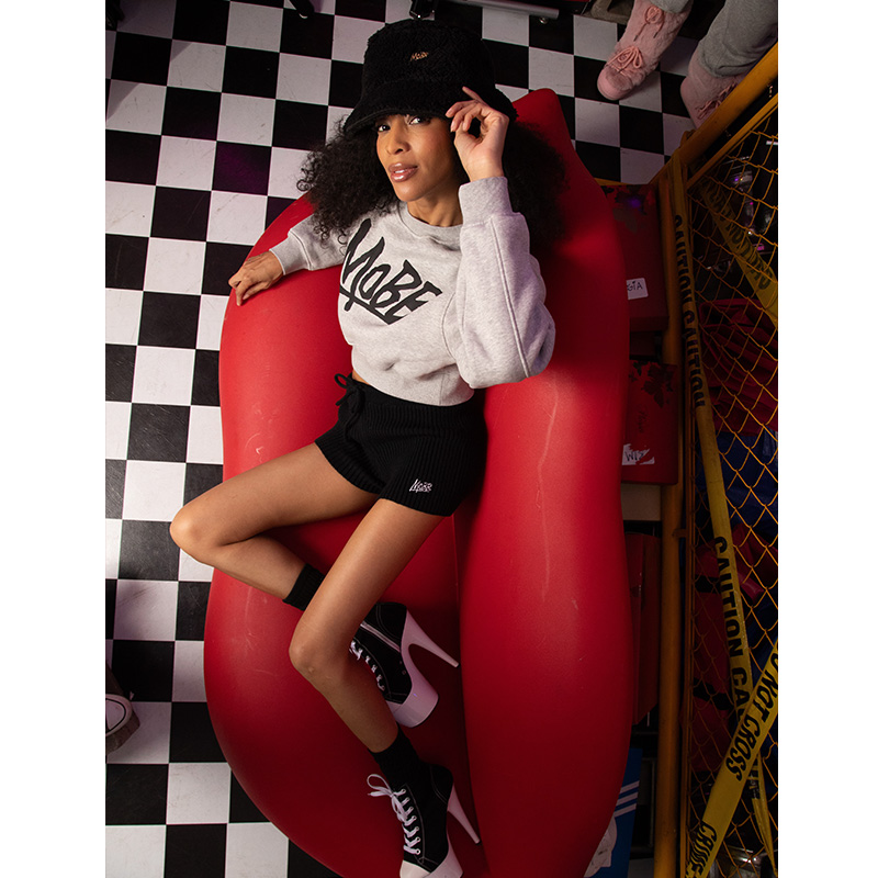 OG CROPPED CREW SWEAT -BLACK- (LADIES)