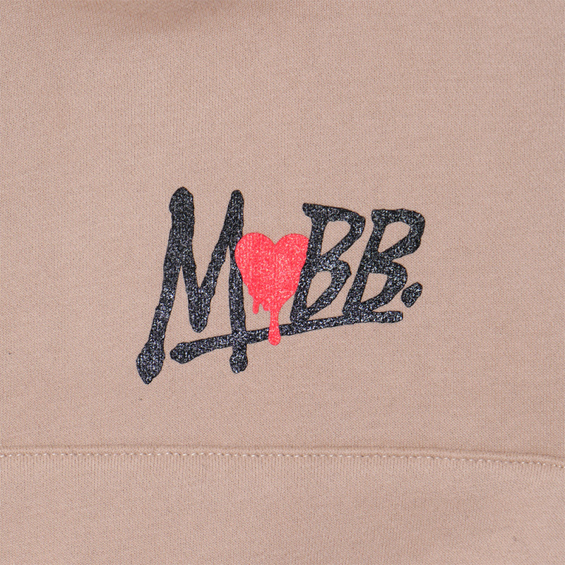 HEART DRIP CROPPED HOODIE -BEIGE- (LADIES)