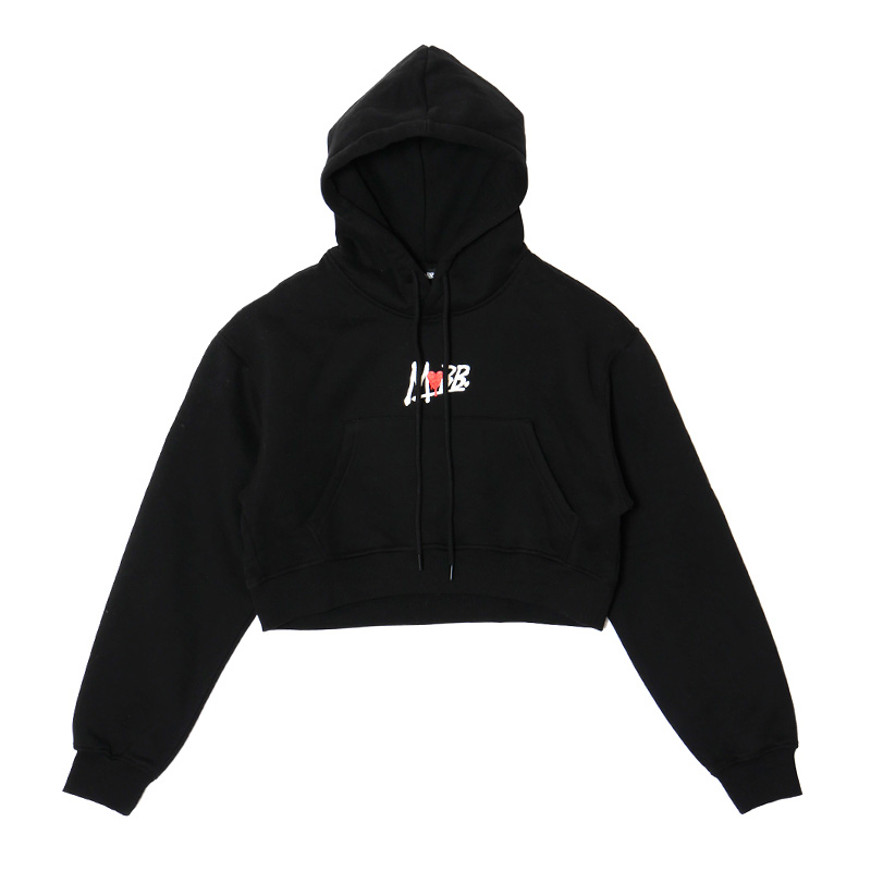 HEART DRIP CROPPED HOODIE -BLACK- (LADIES)