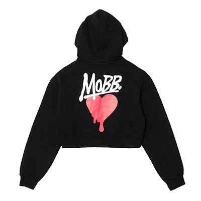 HEART DRIP CROPPED HOODIE -BLACK- (LADIES)