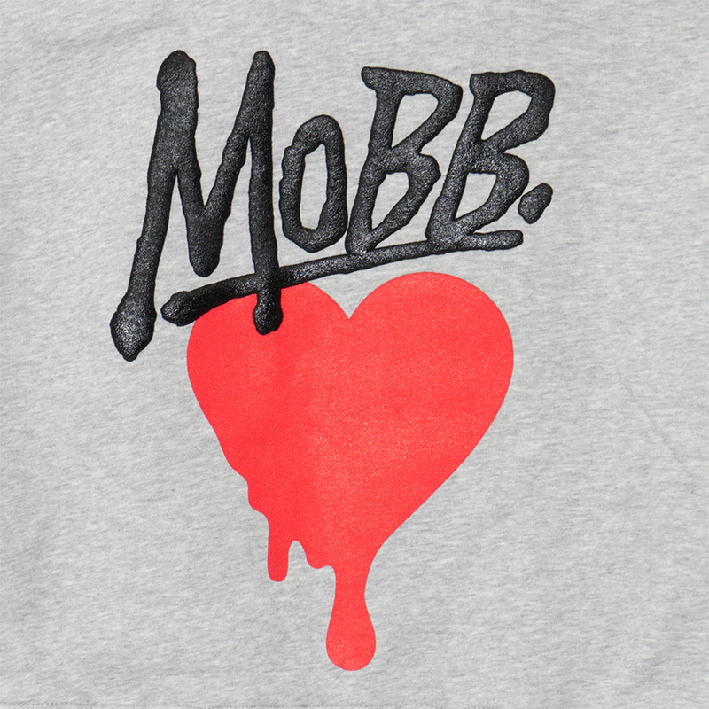 HEART DRIP CROPPED HOODIE -GREY- (LADIES)