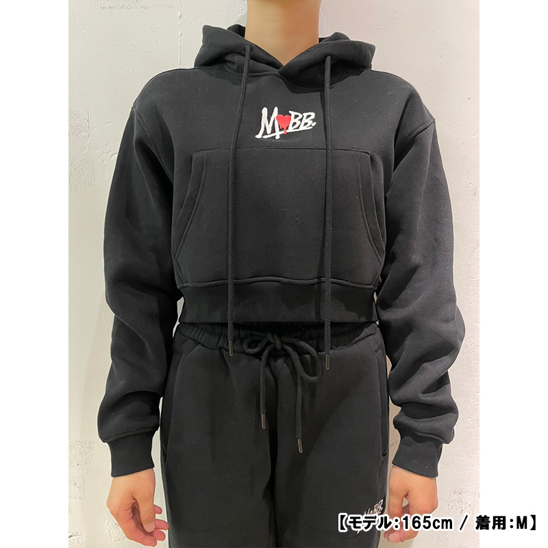 HEART DRIP CROPPED HOODIE -GREY- (LADIES)
