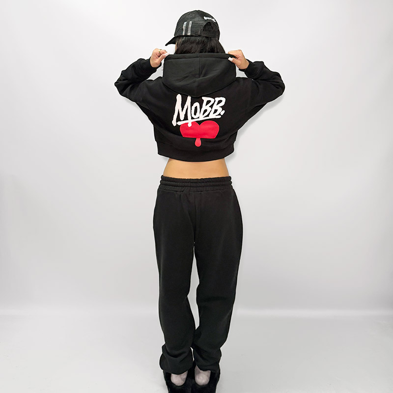 HEART DRIP SWEAT PANTS -BLACK- (LADIES)