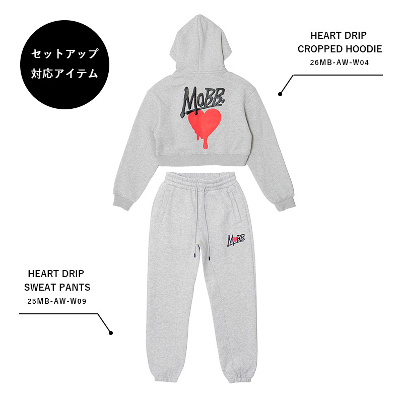 HEART DRIP SWEAT PANTS -GREY- (LADIES)