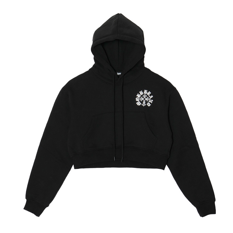 CROSS CROPPED HOODIE -BLACK- (LADIES)