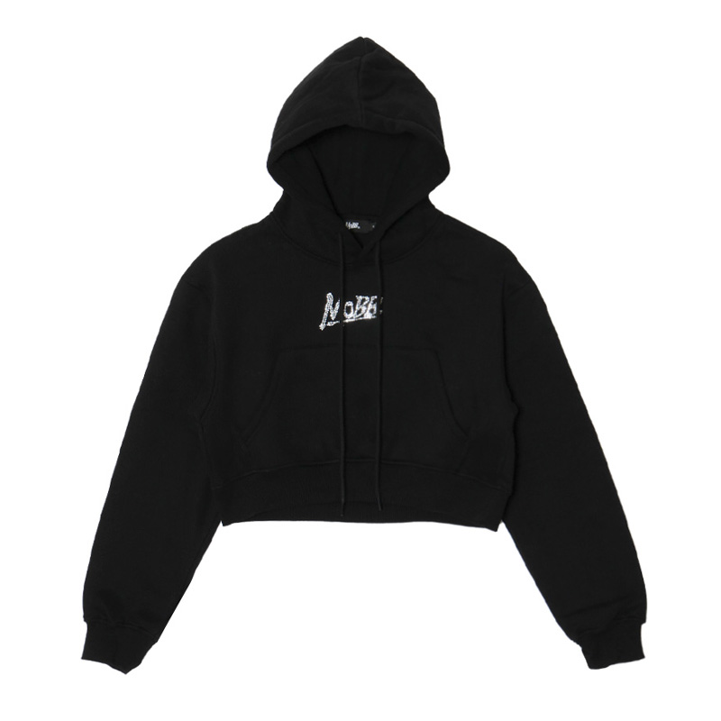 OG STONE CROPPED HOODIE -BLACK- (LADIES)