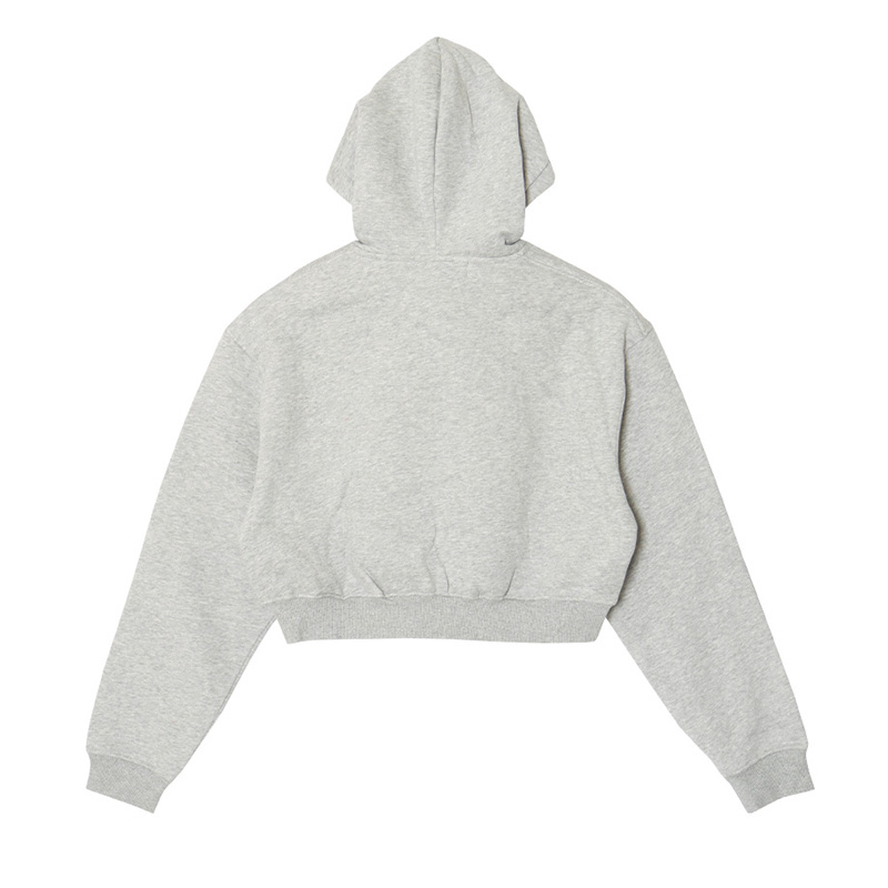 HEART DRIP WAPPEN ZIP HOODIE -GREY- (LADIES)