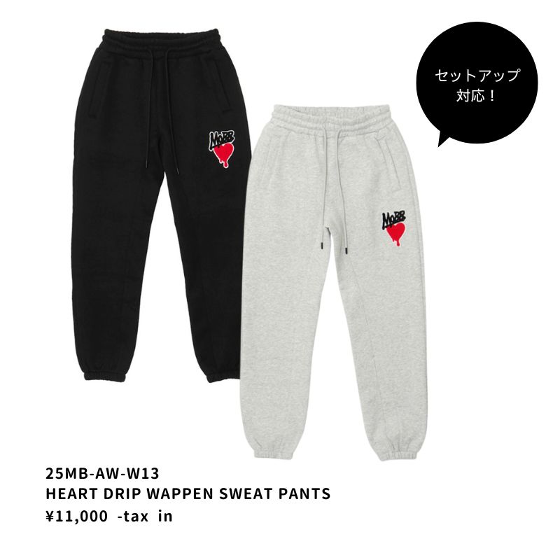 HEART DRIP WAPPEN ZIP HOODIE -GREY- (LADIES)