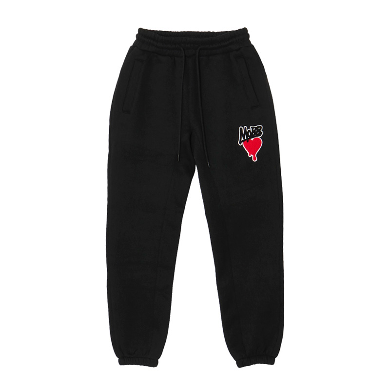 HEART DRIP WAPPEN SWEAT PANTS -BLACK- (LADIES)