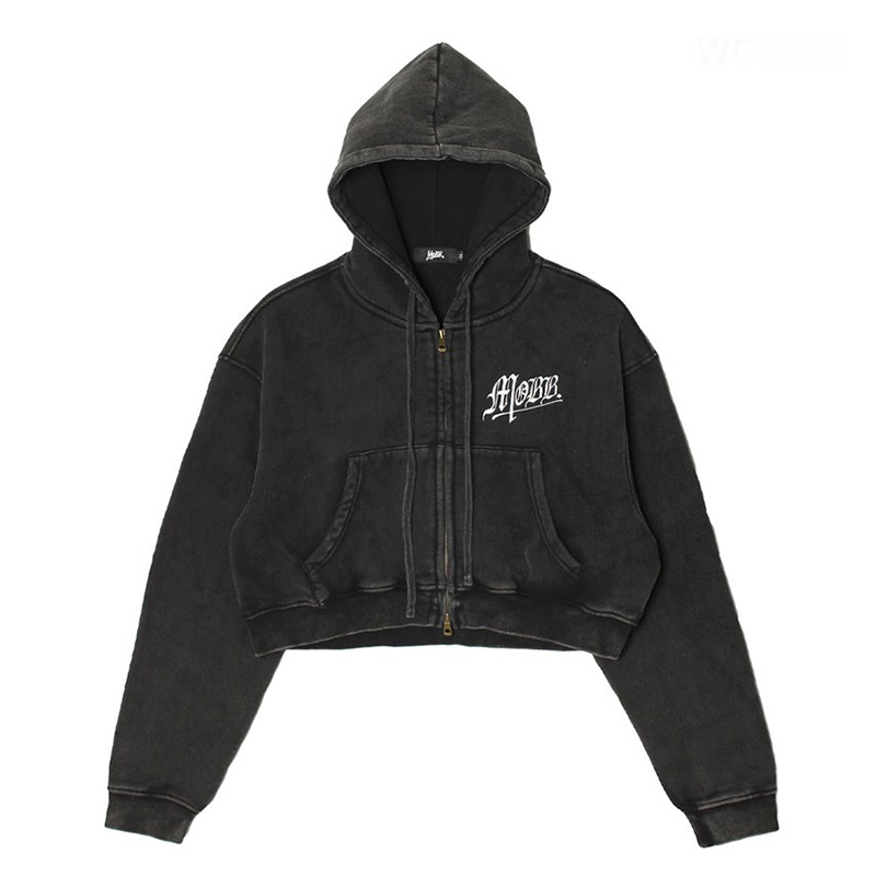 OLD OG PIGMENT ZIP HOODIE -BLACK- (LADIES)