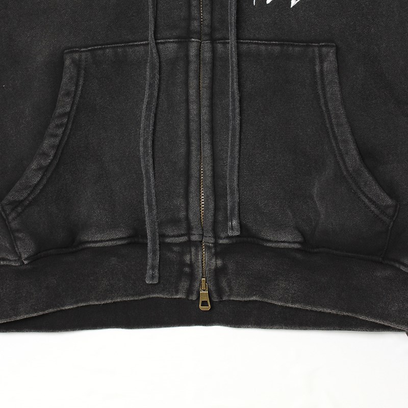 OLD OG PIGMENT ZIP HOODIE -BLACK- (LADIES)