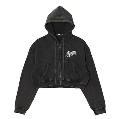 OLD OG PIGMENT ZIP HOODIE -BLACK- (LADIES)