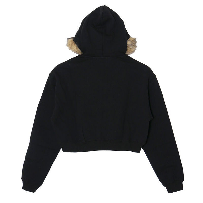 OG CROPPED FUR ZIP HOODIE -BLACK- (LADIES)