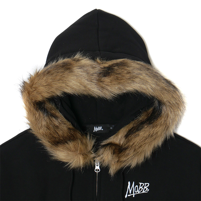 OG CROPPED FUR ZIP HOODIE -BLACK- (LADIES)