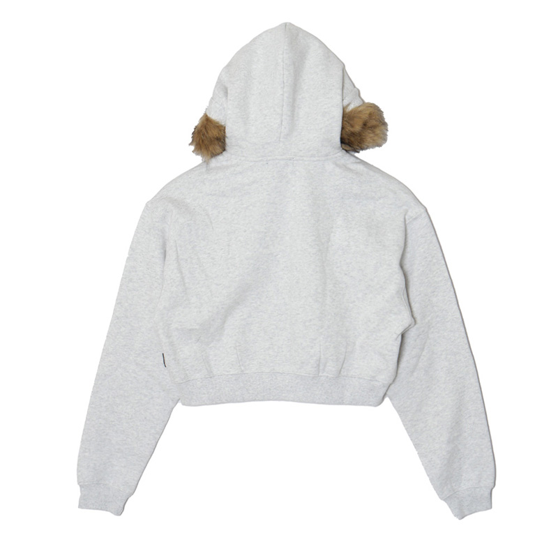OG CROPPED FUR ZIP HOODIE -GREY- (LADIES)