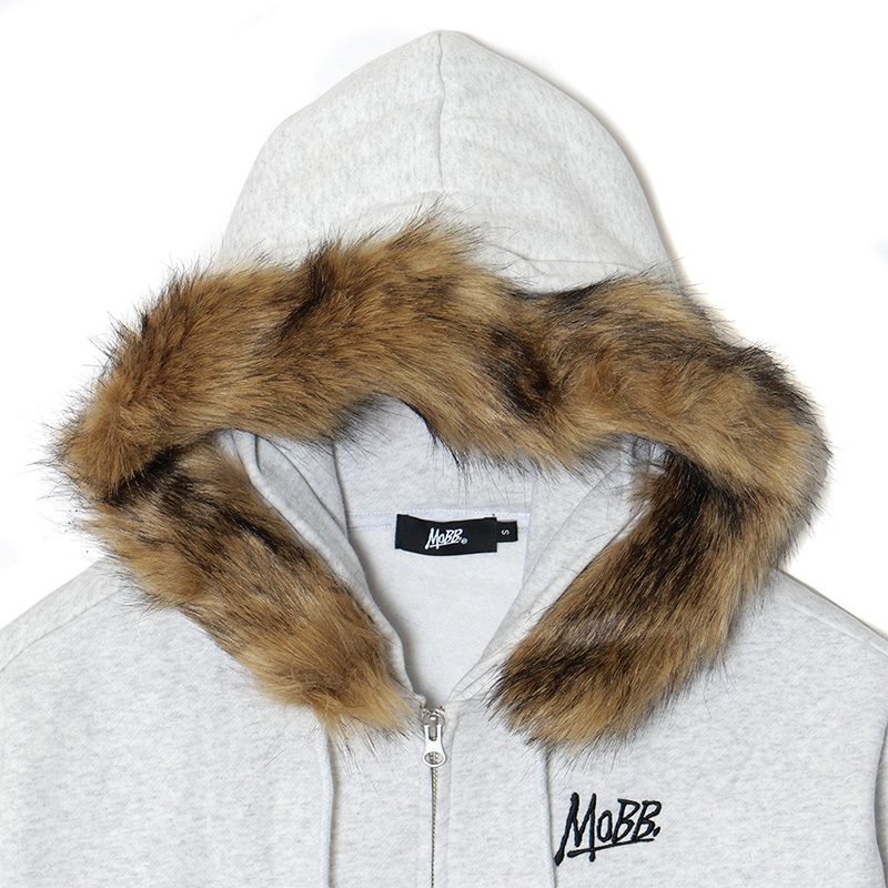 OG CROPPED FUR ZIP HOODIE -GREY- (LADIES)