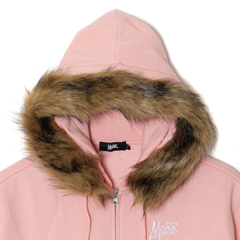 OG CROPPED FUR ZIP HOODIE -PINK- (LADIES)