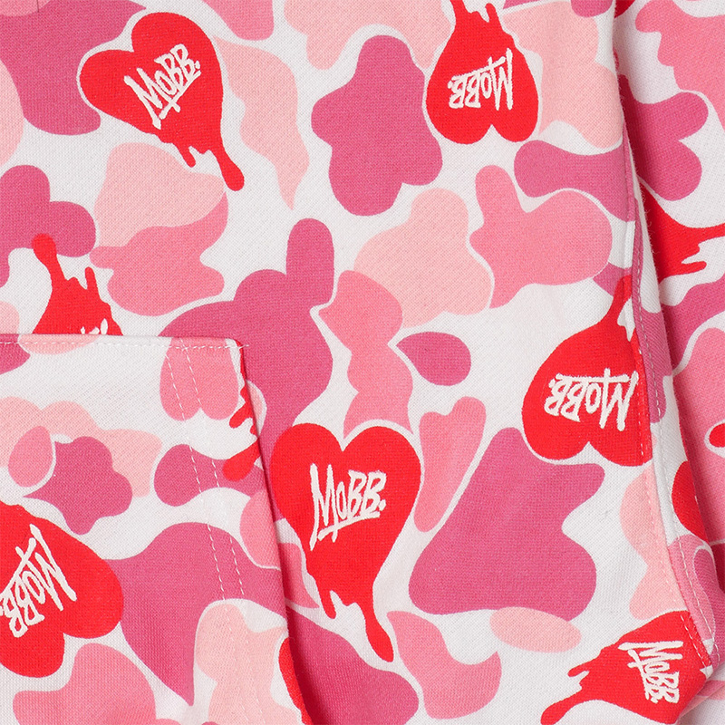 HEART DRIP CAMO FUR ZIP HOODIE -PINK- (LADIES)