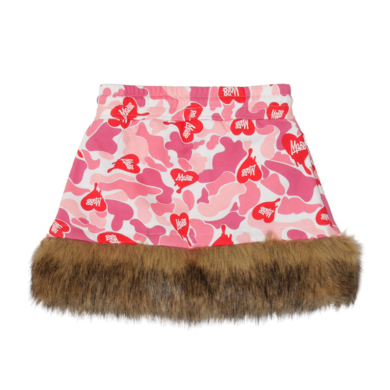 HEART DRIP CAMO FUR SKORT -PINK- (LADIES)