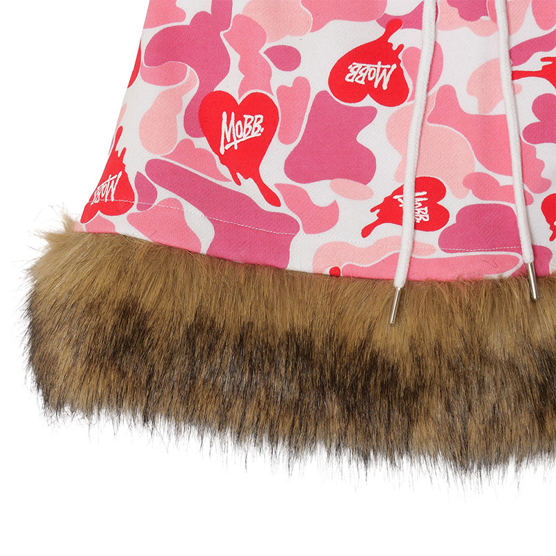 HEART DRIP CAMO FUR SKORT -PINK- (LADIES)