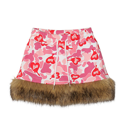 HEART DRIP CAMO FUR SKORT -PINK- (LADIES)