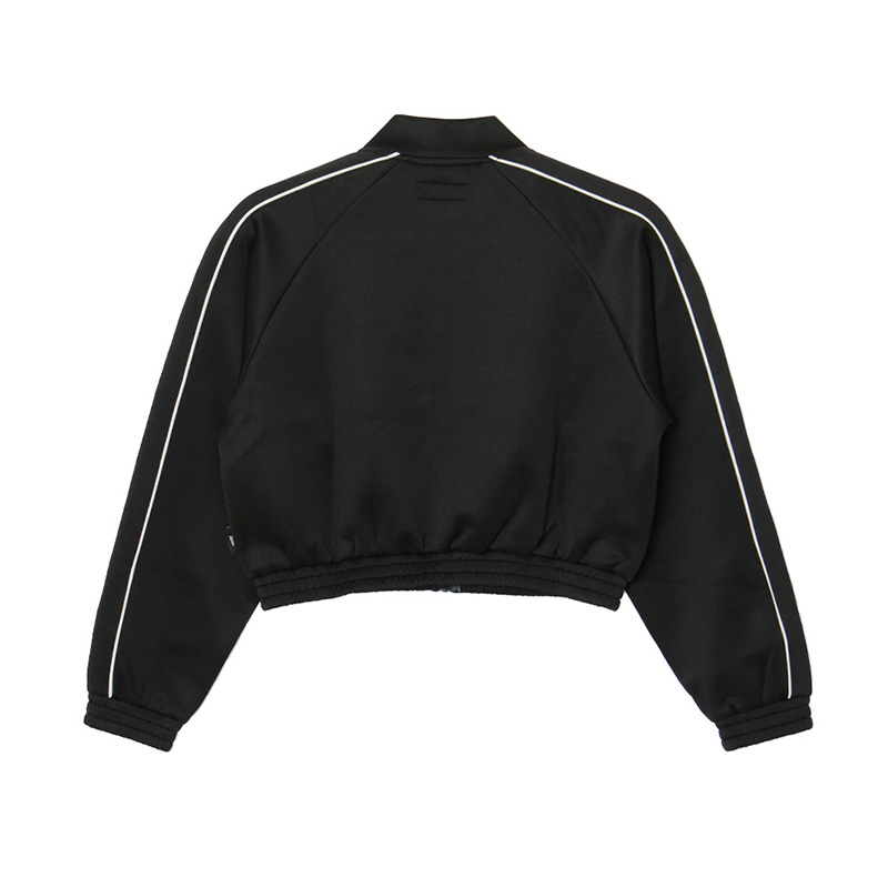 JERSEY TRACK CROPPED JACKET -BLACK- (LADIES)