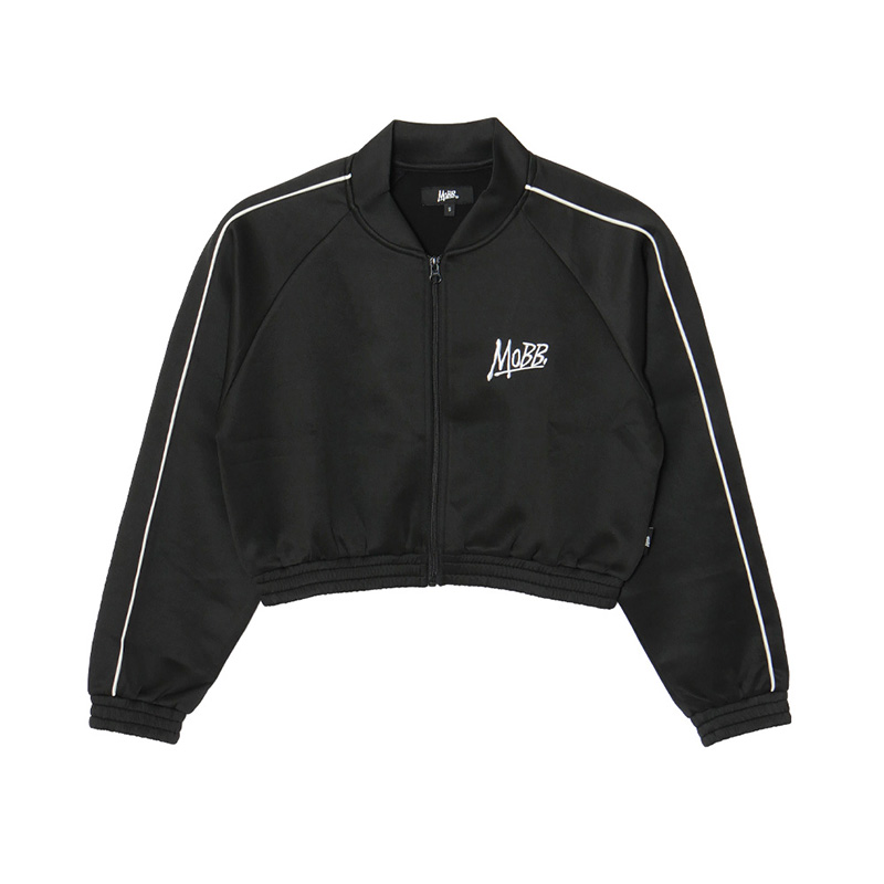 JERSEY TRACK CROPPED JACKET -BLACK- (LADIES)