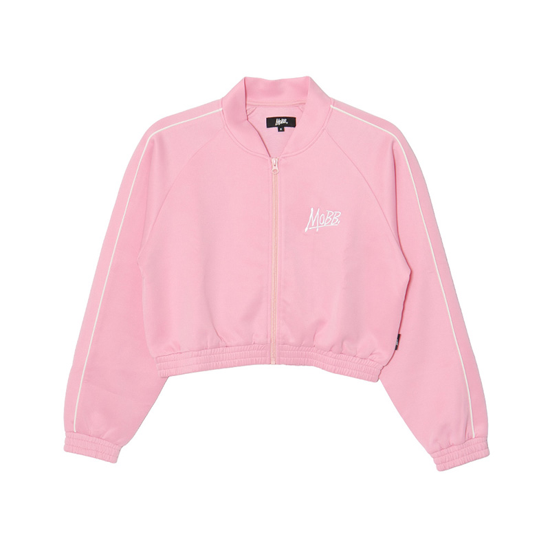 JERSEY TRACK CROPPED JACKET -PINK- (LADIES)