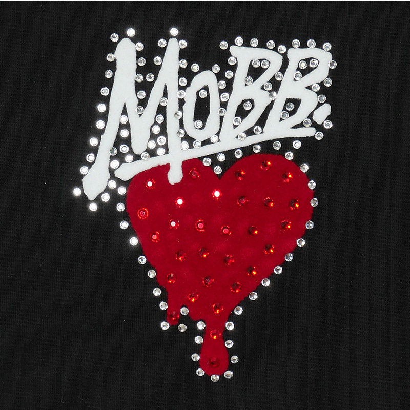 HEART DRIP STONE L/S T-SHIRT -BLACK- (LADIES)