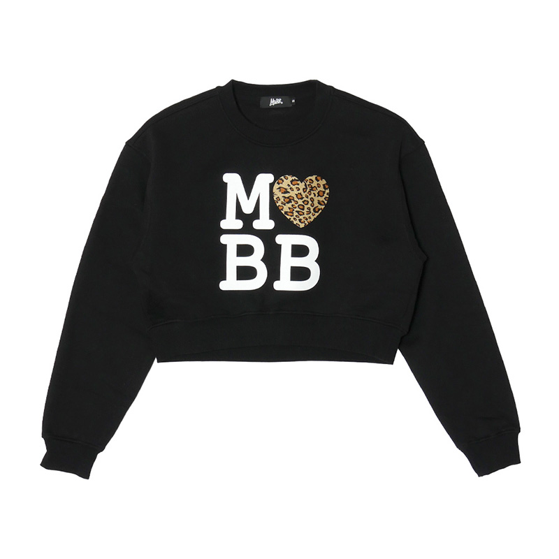 MOBB LOVE LEOPARD CROOPED SWEAT -BLACK- (LADIES)